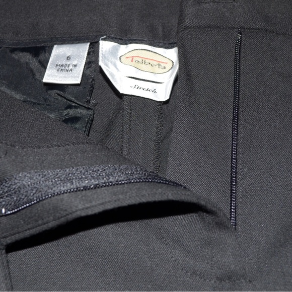 Talbots Dress Pants Womens 6 Black Stretch Straight Leg Trouser Polyester Blend - Picture 12 of 15